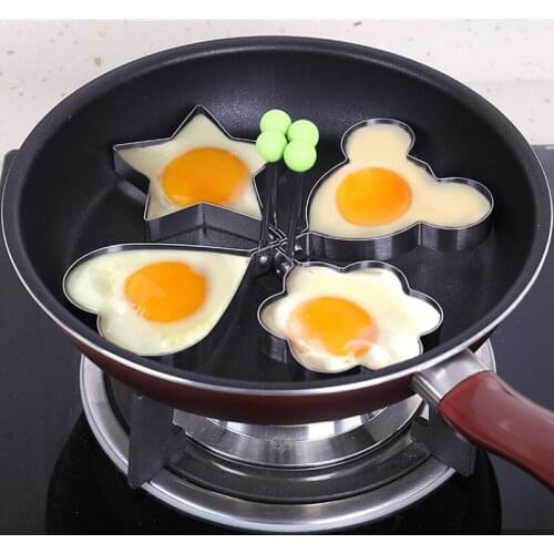 Fried Egg Shaper egg Pancake Ring Mould Stainless Steel Mold Kitchen Cooking Tools Stainless Steel Love Flower Round Star Molds