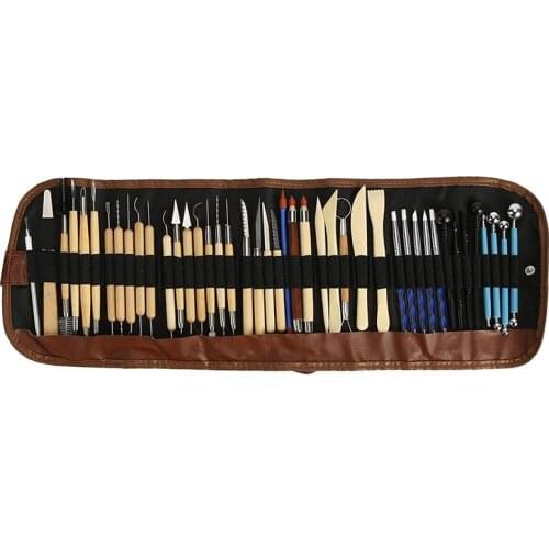 Pottery Clay Sculpting Tools, 43PCS Double Sided Ceramic Clay Modeling Carving Tool Set with Carrying Case Bag Suitable