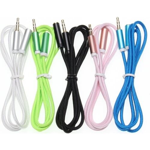 3.5mm Braid Frosted AUX Cables Headphone Extension Cable Jack Male To Female for Computer Extender Cord Audio Cables 100pcs/lot