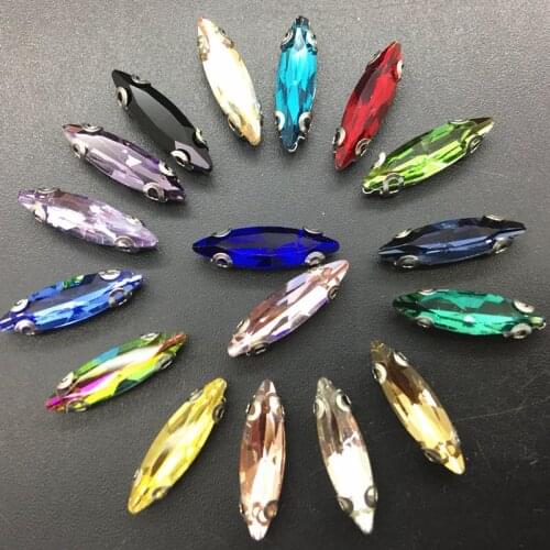 15x4mm Navette Sew On D Claw Rhinestones Mixed Colors Marquise Glass Crystal Stone Horse Eye sew on stone For Dress accessories