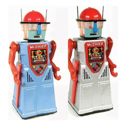 Retro Collection Tin toys mkd3 Children Metal Wind up Models Robot Handmade Iron Mechanical Electric Dress Smoke Robort