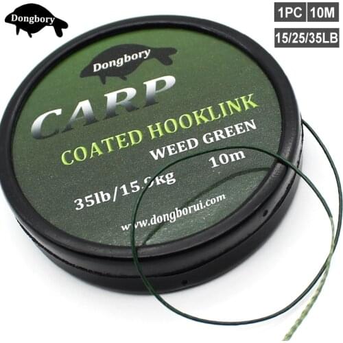 10M Carp Fishing Line Coated Hook Link Hair Rig Hooklink Rigging Line Quick Sinking Carp Coated Wire Carp Tackle Line 15/25 35LB