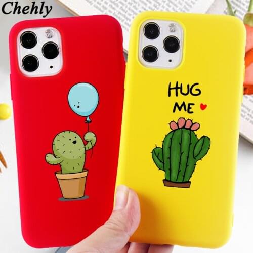 Cute Cactus Phone Case for IPhone 6s 7 8 11 12 Plus Pro Mini X XS MAX XR SE Cartoon Cases Soft Silicone Fitted Accessories Cover