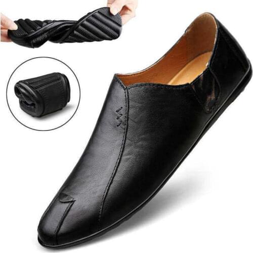 2021 New Spring and Autumn Mens Shoes Casual Leather Shoes for Men with Soft PU Soles Korean Edition Mens Shoes Breathable