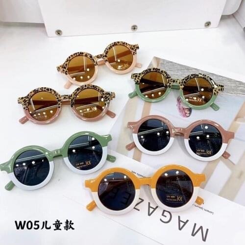 2021 Summer New Kids Sunglasses Fashion Round Frame Leopard Goggle Anti-UV Sun Glasses Shades Colorful Eyewear For Children