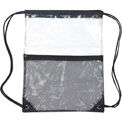 New Transparent Drawstring Backpack School Tote Gym Bag Sport Pack 066F