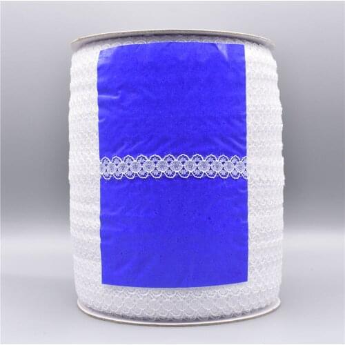 Wholesale 600Yards/Roll White Lace Ribbon Tape 14MM Quality Lace Trim Embroidered Sewing African beautiful Lace Fabric Applique