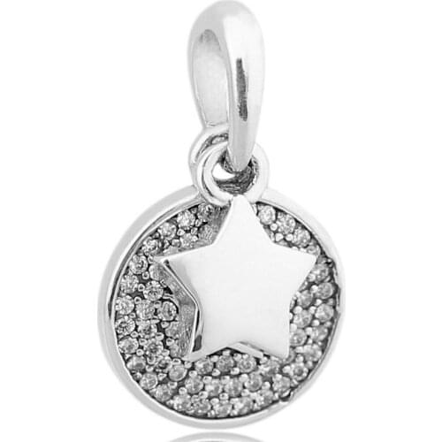 Original Sparkling Celebration Stars With Crystal Pendant Bead Fit 925 Sterling Silver Charm Bracelet Bangle Diy Jewelry