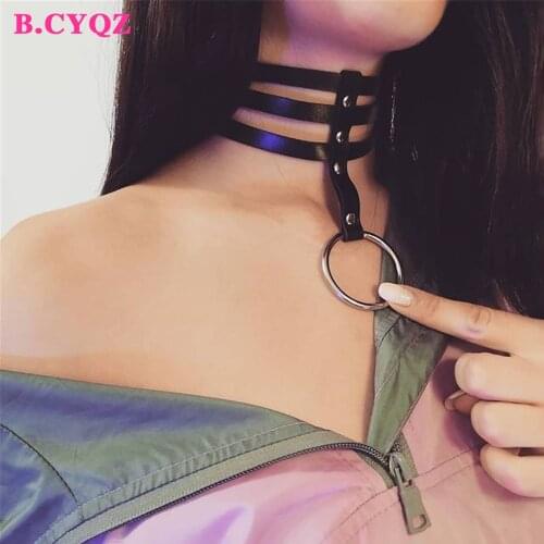 B.CYQZ Necklace Statement Punk Rock Gothic PU Leather Chokers for Women Harajuku Necklace Collar Jewelry Accessories Party Club