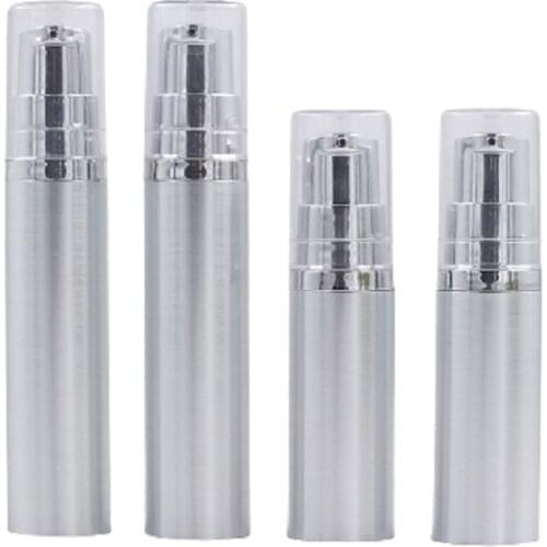 50pieces Empty Cosmetic Sample Vacuum Packaging Gold Silver Plastic Lotion Pump Airless Refillable Bottle 5ML 10ML