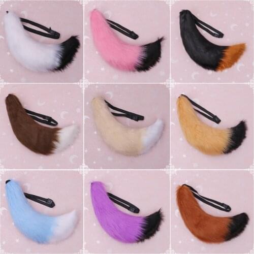Anime Cosplay Props Wolf Fox Tail Plush Furry Neko Cat Tails Carnival Party Costume Accessories Animal Decoration Sexy Fur Tail
