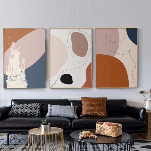 Nordic Abstract Color Block Line Canvas Art Painting Morandi Poster and Print Living Room Bedroom Modern Wall Art Home Decoratio