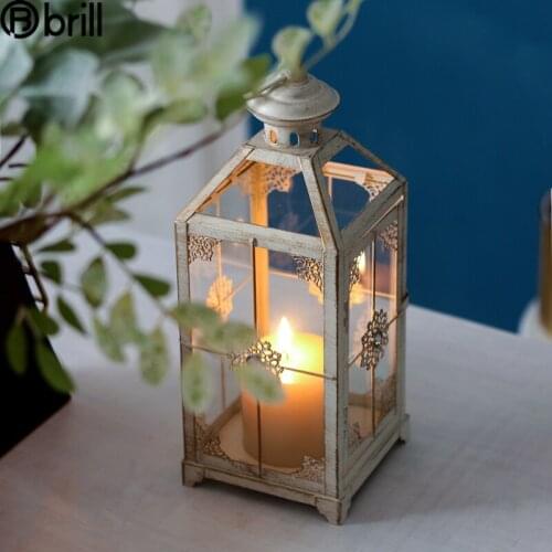 Nordic Retro Candlestick Metal Wind Lamp Living Room Tealight Candle Holders Candelabros Decorativos De Velas Home Decor Gift