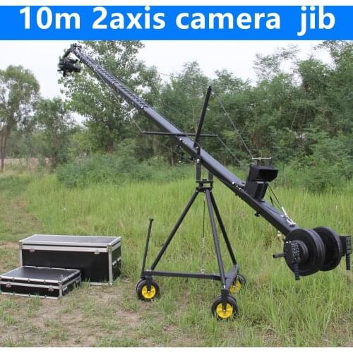 Jib crane 10m 2-axis Octagon pan tilt head portable camera crane dslr with 6-wheel dolly Factory supply
