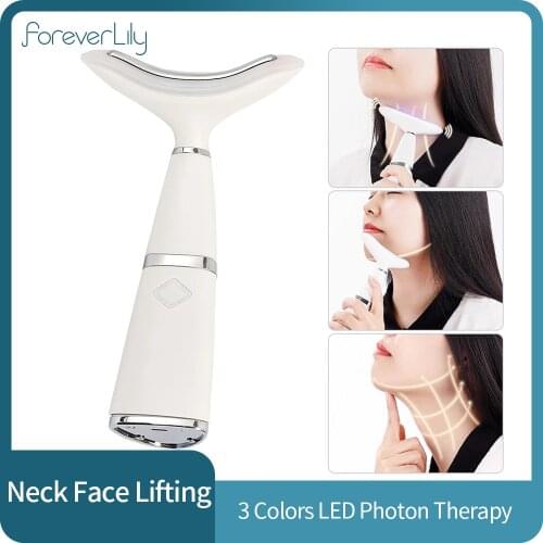 LED Photon Therapy Neck and Face Lifting Tool Vibration Skin Tighten Face Slim Reduce Double Chin Anti-Wrinkle Remove Device