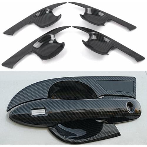 Carbon Fiber/Silver Car Door Handle Bowl Cup Cover Trim For Toyota Corolla E210 2019 2020