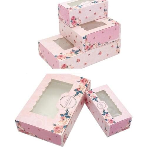 1pc 3 Size Diy Gifts Package With Window Printed Box Home Cake Party Dessert Christmas Wedding Muffin Packaging Packag O1Q1