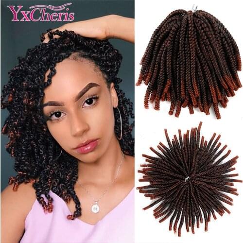 YxCheris 60 Roots Spring Twist Hair Extensions Black 613 Ombre Crochet Braids Synthetic Braiding Hair Nubian Twist Bounce Curl