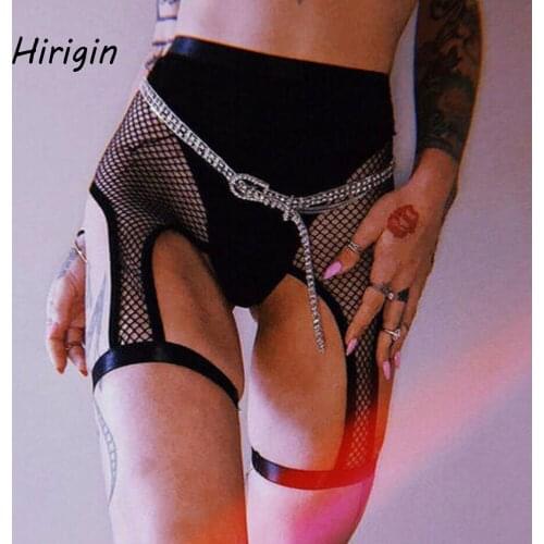 2020 summer women sexy patchwork mesh shorts Workout Mesh Knee Length Black Personal shorts hollow out biker running shorts