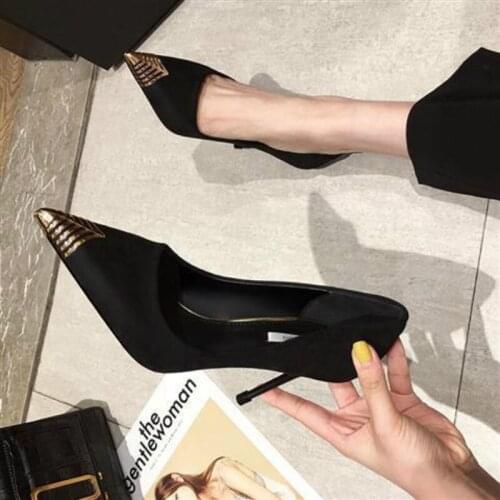 Hot Women High Heels Womens Stiletto Heels New All-match Womens Shoes Black Sexy Temperament Pointed Toe Single Shoes