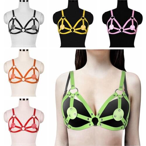 Womens Cage Bra Sexy Bdsm Bondage PU Leather Harness For Women Lingerie Charming Costumes Suspender Erotic Belt Sexy Garter