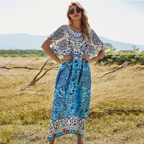 Bellflower Maxi Summer Bohemian Sexy Dress For Women Erotic Loose Large Print Dress Blouse for Ladies Beach Viscose Dress Female