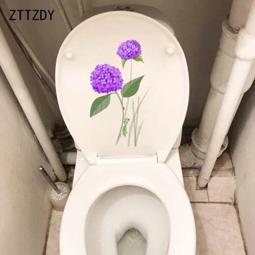 ZTTZDY 14.5*25CM Purple Hydrangea Flower Modern Home Decor Toilet Sticker Wall Decal T2-0405