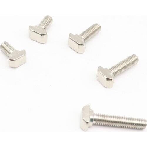 10pcs M5 Nickel Plated T nut Hammer Head Fasten screw for Aluminum Extrusion Profile 2020 series
