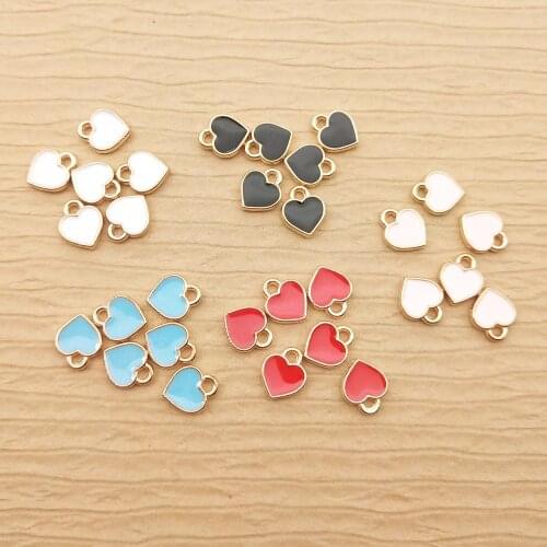 20pcs 7x8mm tiny heart charms enamel charm for jewelry making and crafting fashion bracelet and necklace charms