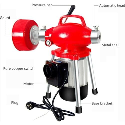 2000W Electric Pipe Dredging Machine Kitchen Toilet Drain Cleaning Machine 45M 220V