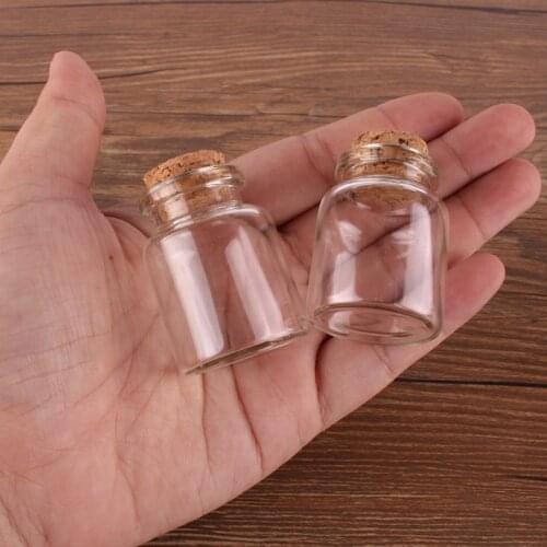 24pcs 30*40*17mm 15ml Mini Glass Wishing Bottles Tiny Jars Vials With Cork Stopper wedding gift