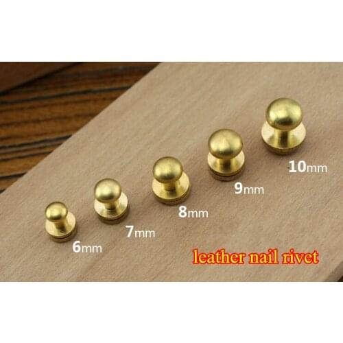 7mm Leather Brass Durable Belt Craft Solid Screw/Nail Rivet/round head button stud/chicago screw free shipping 40pcs/lot