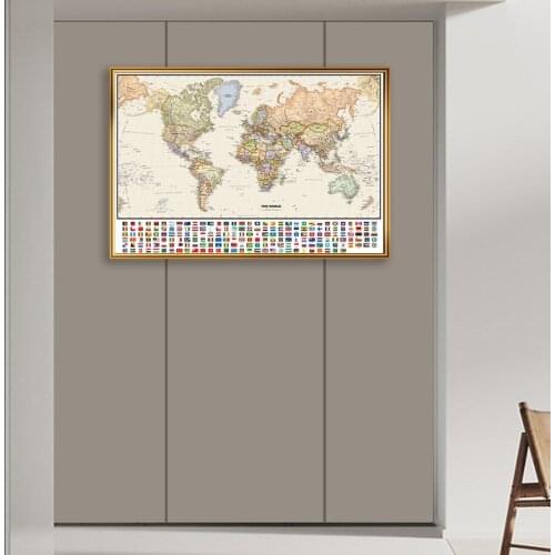 84*59cm The Vintage World Map Political Map Wall Art Poster Canvas Painting Classroom Home Decoration School Supplies