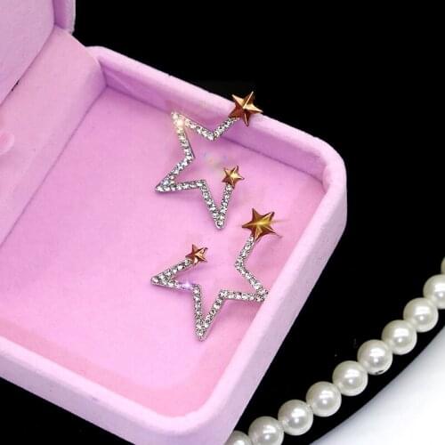 AINAMEISI Womens Rhinestone Jewelry Style Personality Clip-on Earrings Fashion and Romantic Silver Pin Stud Earrings