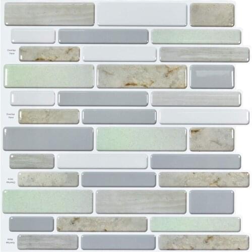 Art3d 1-Sheet 3D Peel and Stick Backsplash Tile,Home Decoration Wall Stickers,12" X 12",Jade Design