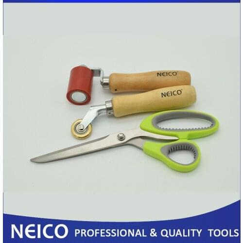 Free Shipping, 3PCS 45mm Silicone Pressure Roller With Membrane Scissors & 6mm Penny Roller For Single Ply Roof Installating