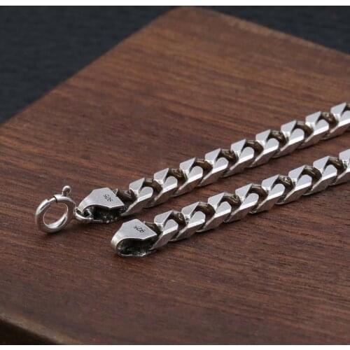 100% Solid S925 Sterling Silver Miami Cuban Chains Necklace For Mens Womens Fine Jewelry Hot sale Lock 5.5mm Chain Fine Jewelry