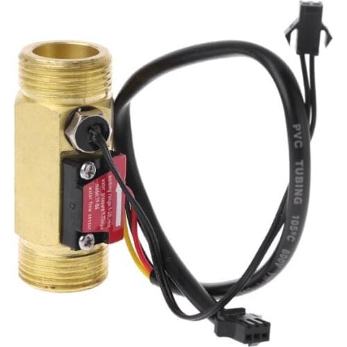 G3/4\" Flow Sensor Water Flow Switch With Temperature Detection For Turbine Liquid Sensor Copper Shell Hall Flow Meters 203C