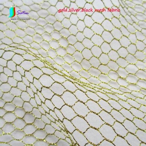 Breathable Metal Feeling Black Silvery Gold Hexagonal Big Hole DIY Wedding Dress Arrangement Decoration Mesh Fabric