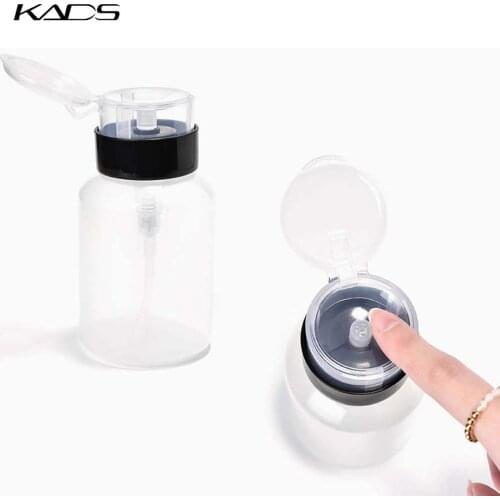 KADS 220ml Empty Press Pump Bottle Nail Art Polish Wash Remover Alcohol Liquid Cleaner Plastic Pump Dispenser Makeup Container