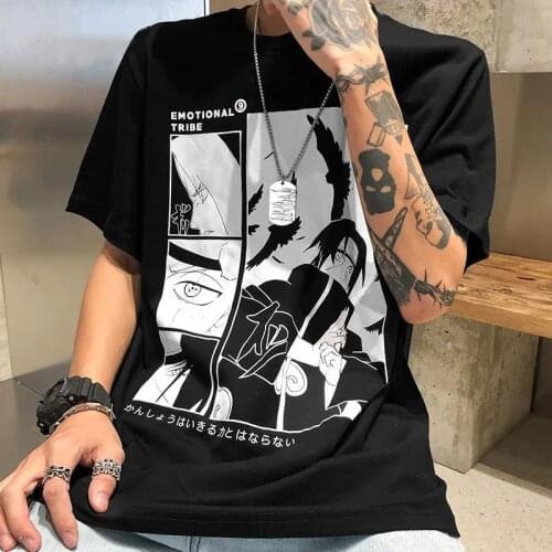 Hot Japanese Anime cartoon Manga Graphic Tees Men Kawaii Summer Tops cotton T Shirt Kakashi Funny Unisex T-shirt Male Hip hop