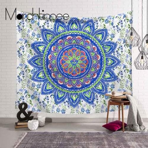 Blue Art Mandala Tapestry Wall Hanging Sandy Beach Throw Rug Blanket Camping Tent Travel Mattress Bohemian Sleeping Pad Tapestry
