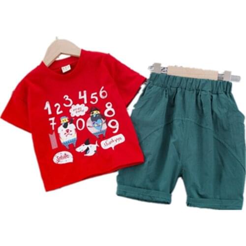 Summer Kids Sets Boy Girl Clothes Sets Cartoon Print Tops + Shorts 2 Pcs Suits Toddler Kids Clothes Kid Cotton Comfortable Sets