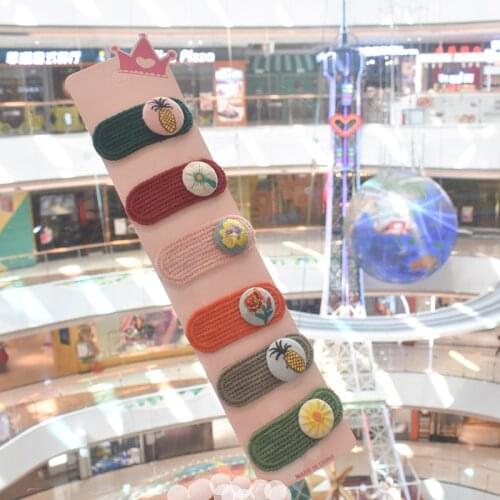 Lovely net Red Girl Korean clip winter knitting wool BB clip hairpin female hair ornament Plush ins side hairpin