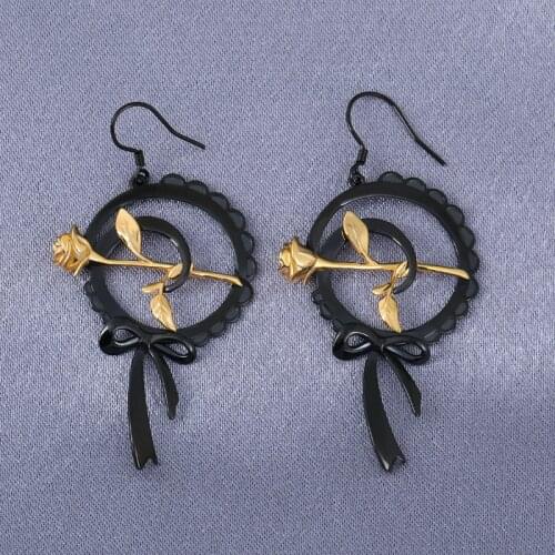 Lolita Cosplay Rose Earrings S925 Sliver Girls Jewelry Earrings Lace High Quality Jewelry For Gift