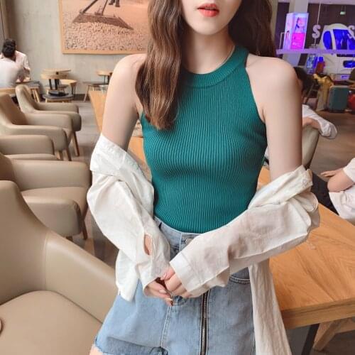 BOBOKATEER Fashion Crop Top Womens Clothing Poleras Mujer Camisetas Haut Femme Topy Damskie knit Tight Fitting Tank Tops Women