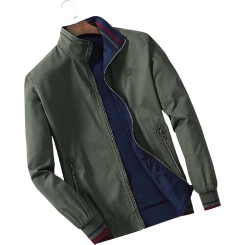 Mens jackets, spring and autumn vertical collars, plain cotton jackets on both sides, mens casual mens thin coats