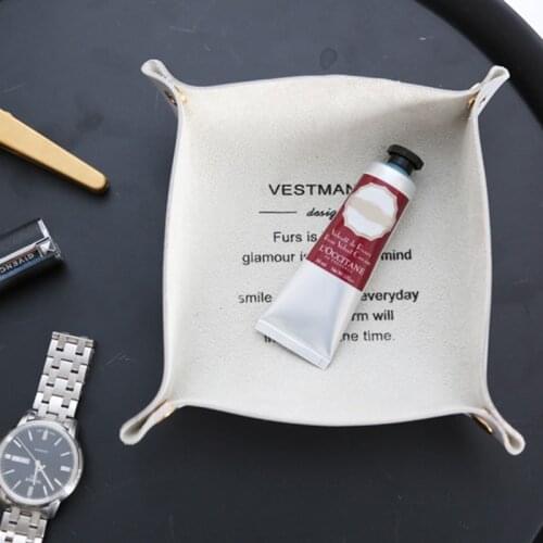 2019 New Nordic Style Simple PU Leather Multifunctional Home Organizer Tray, Jewelry, Lipstick, Storage Plate, Desk Key Trays