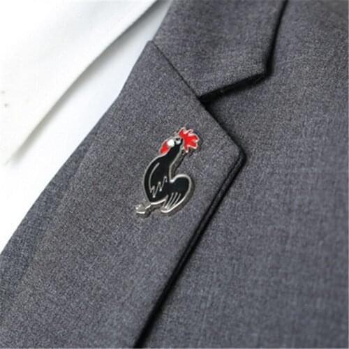 Charm Red Black Enamel Pin Rooster Brooch For Women Men Weddings Jewelry Chicken Brooches Animal Badge Shirt Clothes Pins