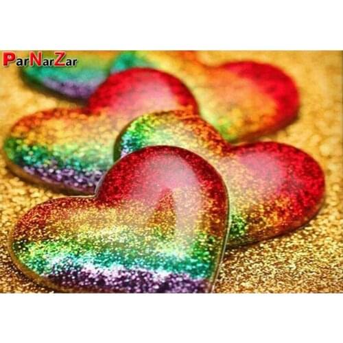 ParNarZar Color Hearts Diamond Painting Round/Square Drill Rhinestone Embroidery Cross Stitch Picture Art Craft Home Crystal
